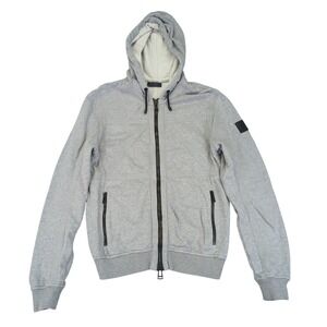 Belstaff Mens Full Zip Hoodie Gray Cotton Blend Jacket Size Small Motorcycle